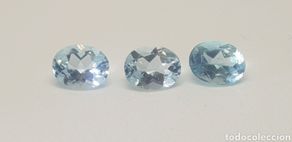 Colecionismo de pedras preciosas: 3 topacios azules naturales cielo 6,90 ct